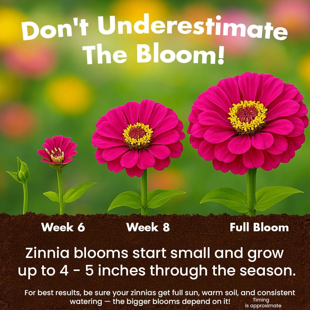 NatureZ Edge Zinnia Seeds for 2026 Planting Outdoors, Over 4000 Flower Seeds, 1 Oz, Non GMO Made in USA, Bulk Semillas De Flores para Sembrar, California Giants, Easy to Grow Zinnia Seed Mix - Image 5