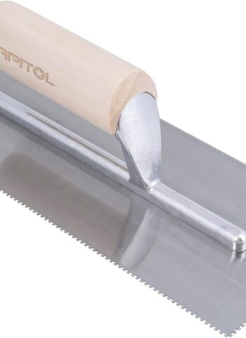 Capitol 115110 Professional Flooring Adhesive Trowel-1/16” x 1/16” x 1/16” Square-Notch, Silver/Light Wood