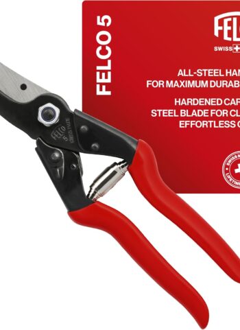 Felco F5 Pruning Shears – 8.9" All Steel Large Swiss-Made Garden Clippers| Hand Pruners for Garden & Landscape | Garden Tool Cutter with Precision Bypass Blade, Forged Aluminum Body, Replaceable Parts